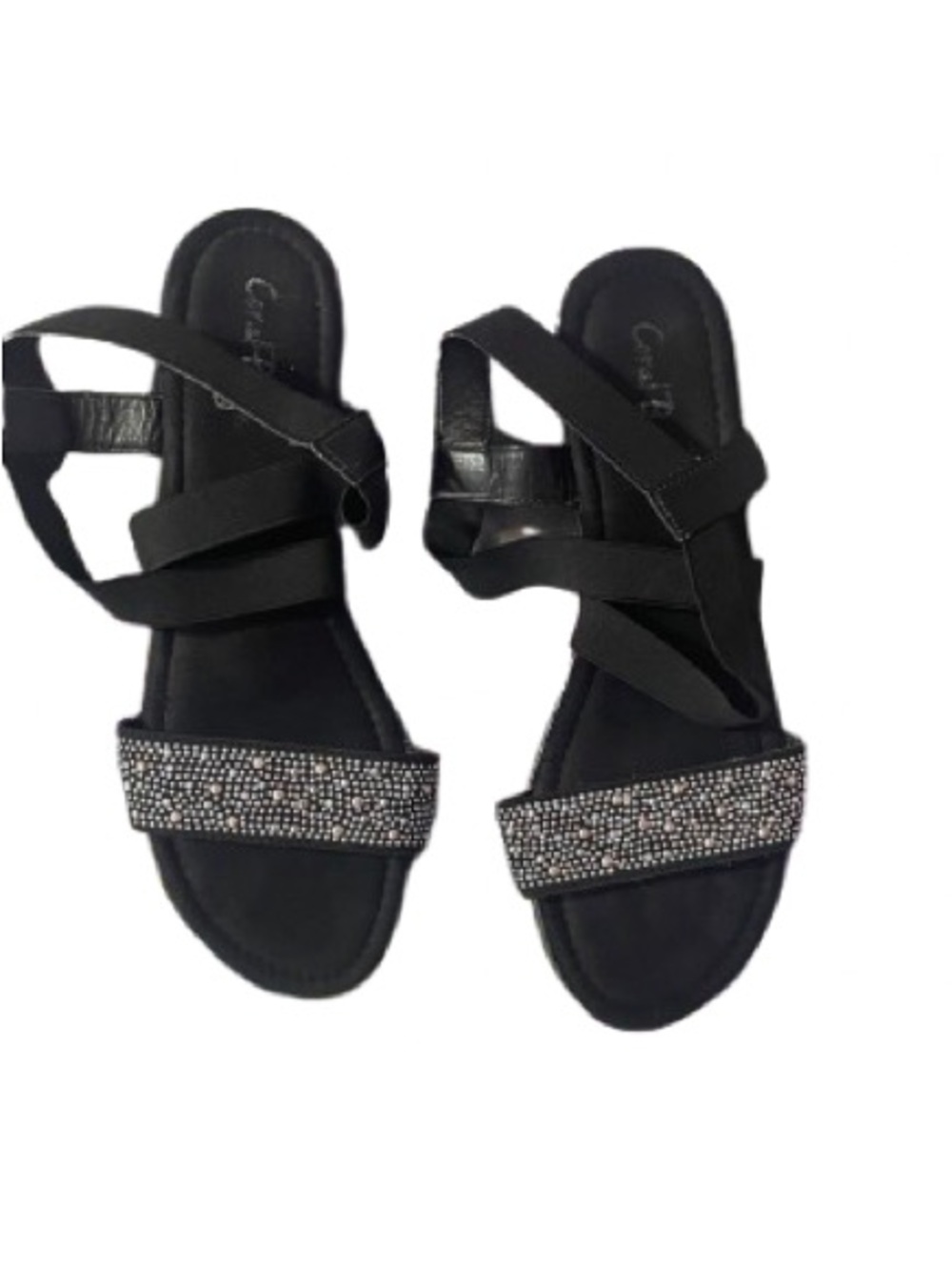 Coral Bay Black Sandals with Rhinestone Detailing Size 10
